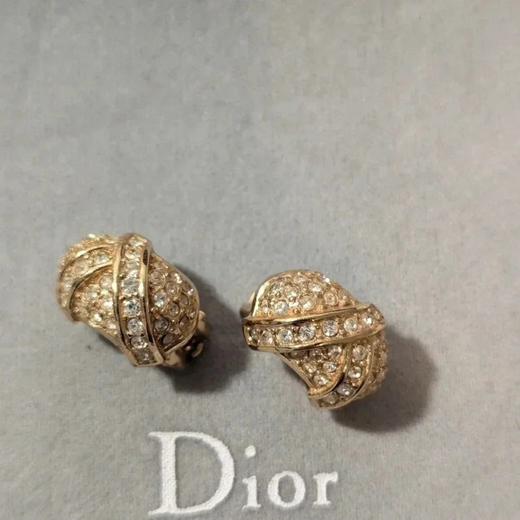 Christian Dior Gold and Crystal Earrings - Picture 10 of 10